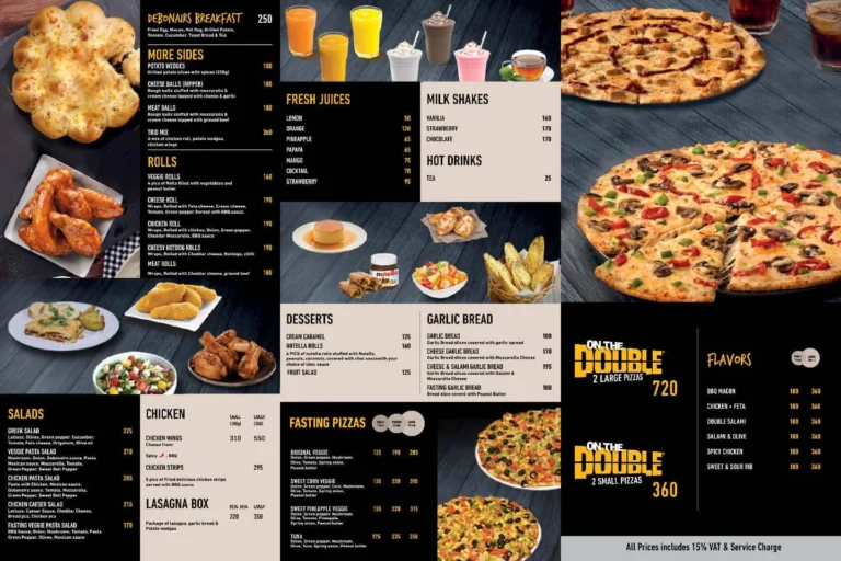 Debonairs Pizza Menu With Updated Prices in South Africa