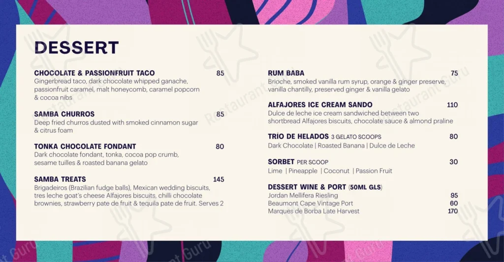 Dessert Menu Mamasamba