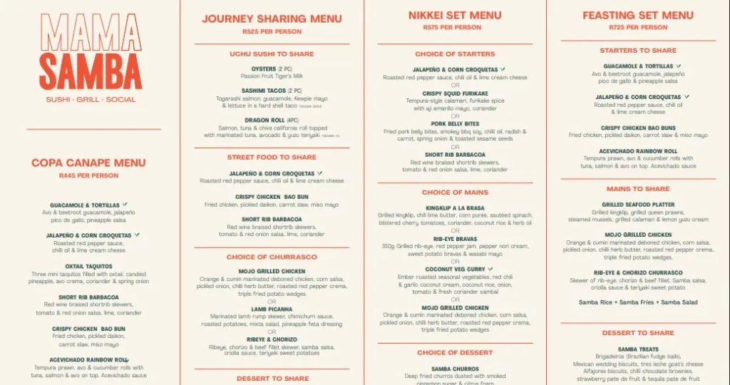 Mamasamba Restaurant Menu With Updated Prices in South Africa 2026